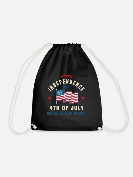Independence Day July 4th - Drawstring Bag - black