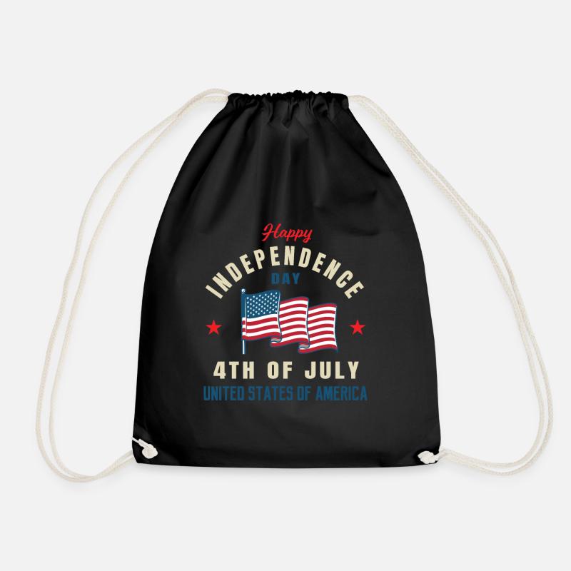 Independence Day July 4th - Drawstring Bag - black