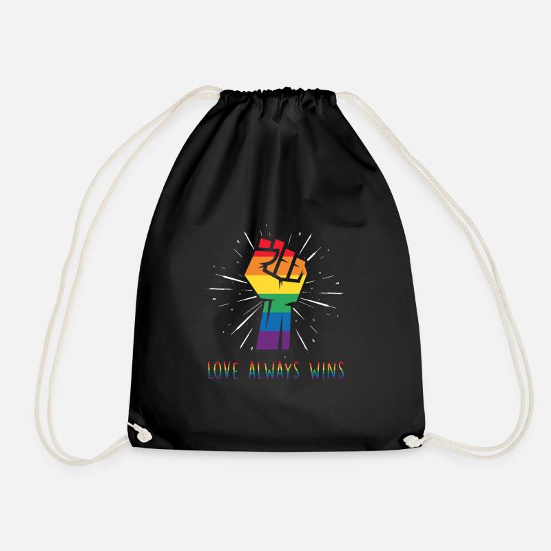 Love Always Wins - Drawstring Bag - black