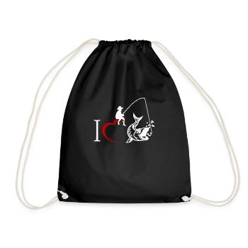 I love fishing I love fishing angler fisherman - Drawstring Bag - black - Front