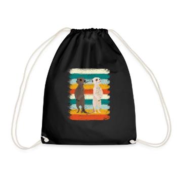 Retro meerkat - Drawstring Bag - black - Front