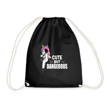 Lustiges Karate Taekwondo Kung Fu Einhorn Geschenk - Turnbeutel - Schwarz - Vorne