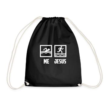 I swim jesus run over water believe - Drawstring Bag - black - Front