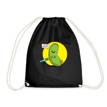STOP THAT PICKLES Kitzelige Gurke Humor Spruch - Turnbeutel - Schwarz - Vorne