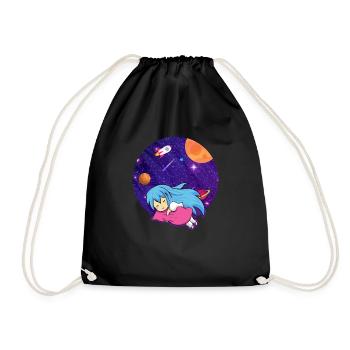 Lustiges Mädchen mit Kuscheldecke Kinder Humor - Turnbeutel - Schwarz - Vorne