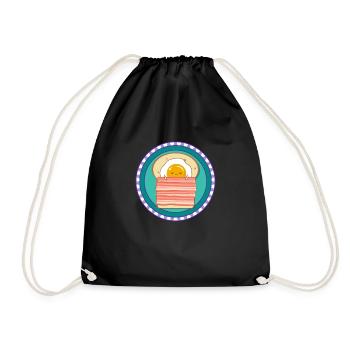 BED AND BREAKFAST Toast Fried Egg Ham Humor - Drawstring Bag - black - Front
