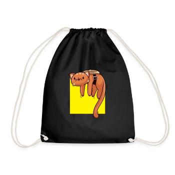 Perpetuum Mobile Cat Toast Humor Rotation Joke - Drawstring Bag - black - Front