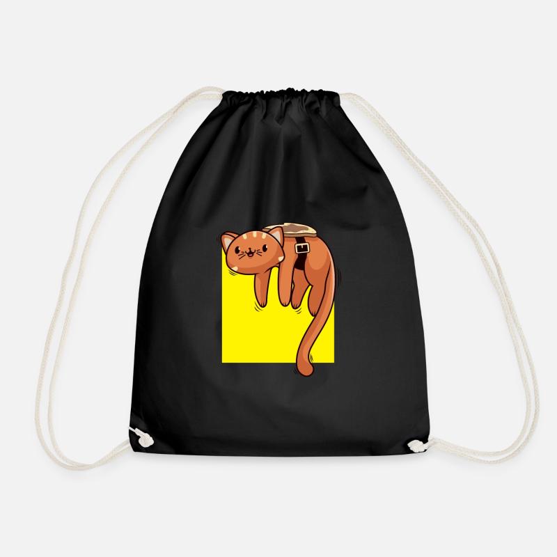 Perpetuum Mobile Cat Toast Humor Rotation Joke - Drawstring Bag - black