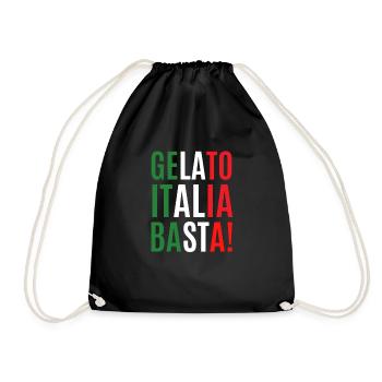 la vita e bella italy italia motto gelato basta! - Drawstring Bag - black - Front