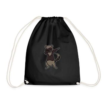Funny Dabbing Ferret Dab Dance Polecat Lover Gift - Drawstring Bag - black - Front
