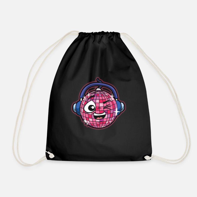 Disco ball Funny disco ball humor - Drawstring Bag - black