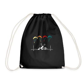 Cadeau de parachute de battement de coeur parapente - Sac de sport léger - noir - Devant