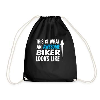 Biker bike biker motorcycle chopper motorcycle - Drawstring Bag - black - Front