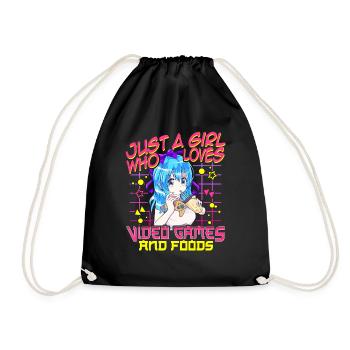 Mignonne juste une fille qui aime les jeux vidéo et la nourriture - Sac de sport léger - noir - Devant