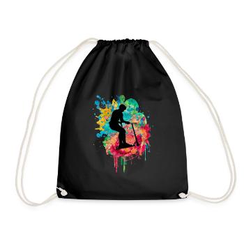 stuntscooter kickscooter scooter kick scooter eroller - Drawstring Bag - black - Front