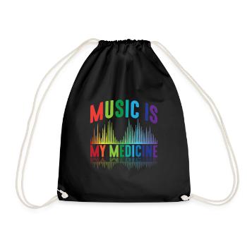 Music is my medicine DJ music producer musician - Drawstring Bag - black - Front