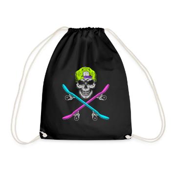 Skating Skateboard Roller Skates - Drawstring Bag - black - Front