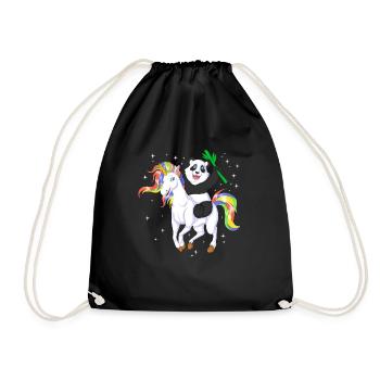 PANDA REITEN EINHORN - Turnbeutel - Schwarz - Vorne