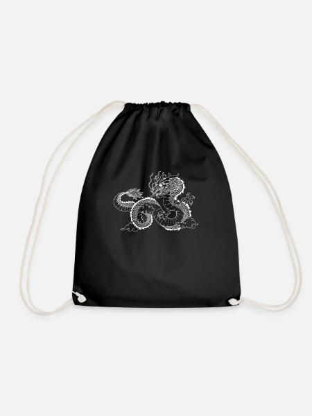 with chinese dragons chinese dragon asia - Drawstring Bag - black
