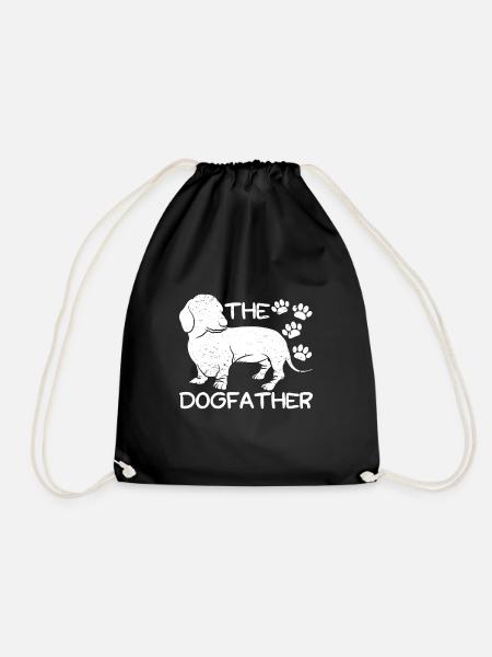 Dachshund Dogfather owner dogs Dachshunds - Drawstring Bag - black