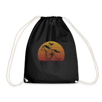 Cavalier avec chien - Sac de sport léger - noir - Devant