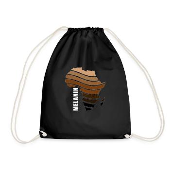 Melanin, Africa Map, Proud African - Drawstring Bag - black - Front