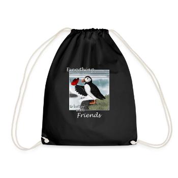 Everything is Better With Friends Vintage Vogel - Drawstring Bag - black - Front