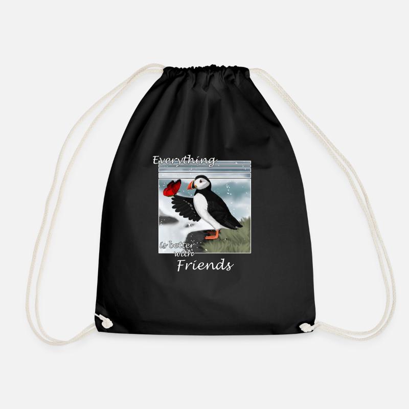 Everything is Better With Friends Vintage Vogel - Drawstring Bag - black