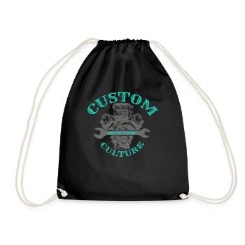 V8 engine block - Drawstring Bag - black - Front