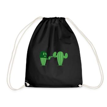 Cactus Robbery Funny Cactus Lover Gift - Drawstring Bag - black - Front