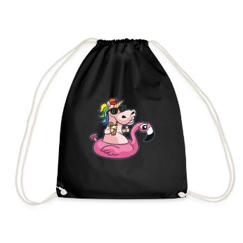 POOL PARTY Einhorn Flamingo - Turnbeutel - Schwarz - Vorne