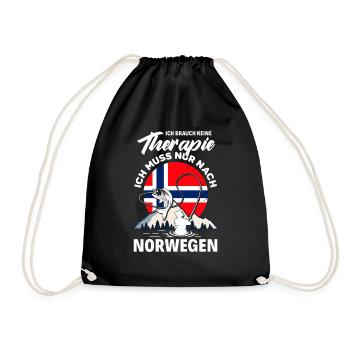 Ich Brauche Keine Therapie Ich Muss Nach Norwegen - Turnbeutel - Schwarz - Vorne
