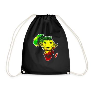 Roar Africa Map Lion Face Reggae Rasta Gift - Drawstring Bag - black - Front