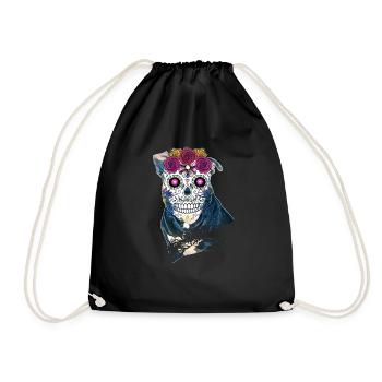 Pitbull Sugar skull - Halloween - Drawstring Bag - black - Front