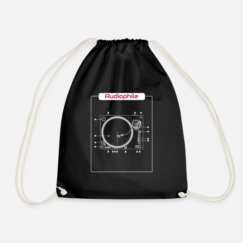 Audiophile Highend HiFi Turntable Music Tshirt - Drawstring Bag - black