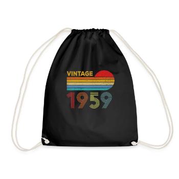61st birthday gift vintage 1959 vintage - Drawstring Bag - black - Front