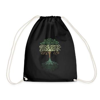 Tree of life dog yoga dont hate mediate namaste - Drawstring Bag - black - Front