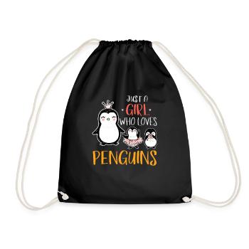 Pinguin Mädchen - Turnbeutel - Schwarz - Vorne