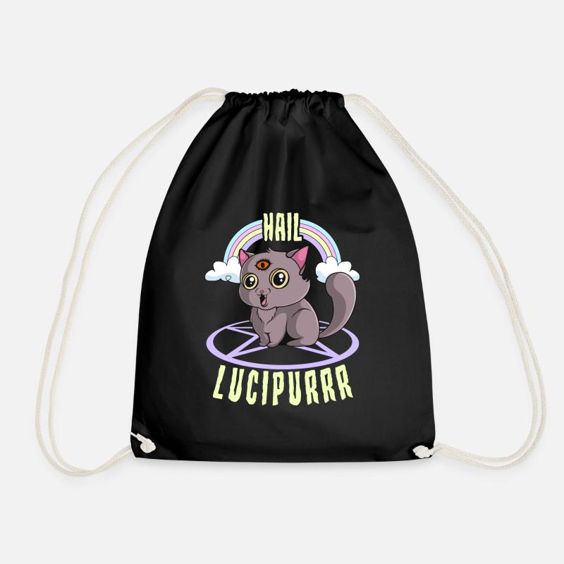Grêle satanique mignon Lucipurr Rainbow Kitty Goth - Sac de sport léger - noir