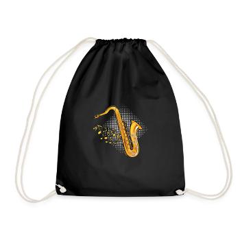 Bass saxophone tenor saxophone player - Drawstring Bag - black - Front