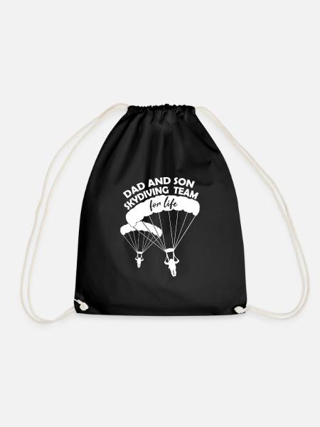 Dad And Son Skydiving Team For Life - Drawstring Bag - black