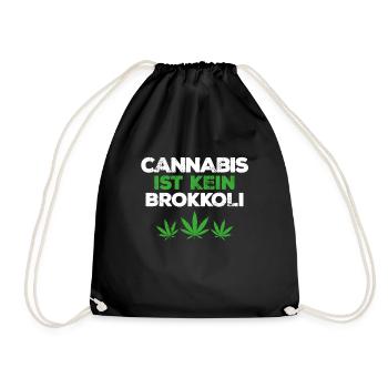 Cannabis Kein Brokkoli Lustig Weed Gras Marijuana - Turnbeutel - Schwarz - Vorne