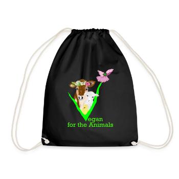 Vegan for the animals - Drawstring Bag - black - Front