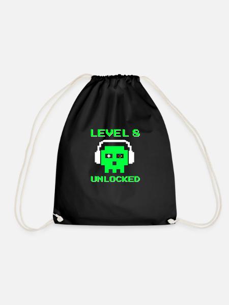 Level 8 Unlocked 8. Geburtstag Jungen Gamer Zocker - Turnbeutel - Schwarz
