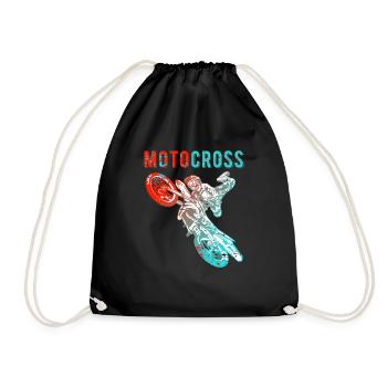 Motocross Geschenk Kinder Dirt Bike Supercross - Turnbeutel - Schwarz - Vorne