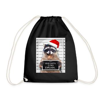 Dear Santa I Can Explain Funny Christmas Raccoon - Turnbeutel - Schwarz - Vorne