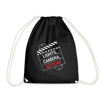 Light Camera Action Film flap - Drawstring Bag - black - Front