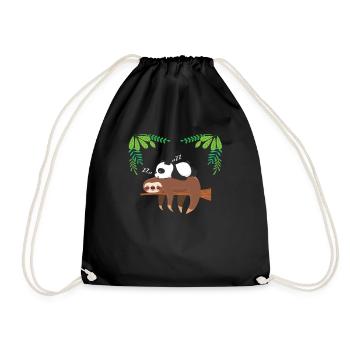 Faultier Panda Langschläfer - Turnbeutel - Schwarz - Vorne