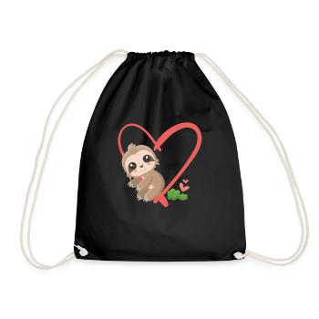 Sloth love zoo - Drawstring Bag - black - Front