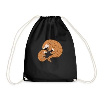 Cute Pangolins - Pangolin Lover Gift - Drawstring Bag - black - Front